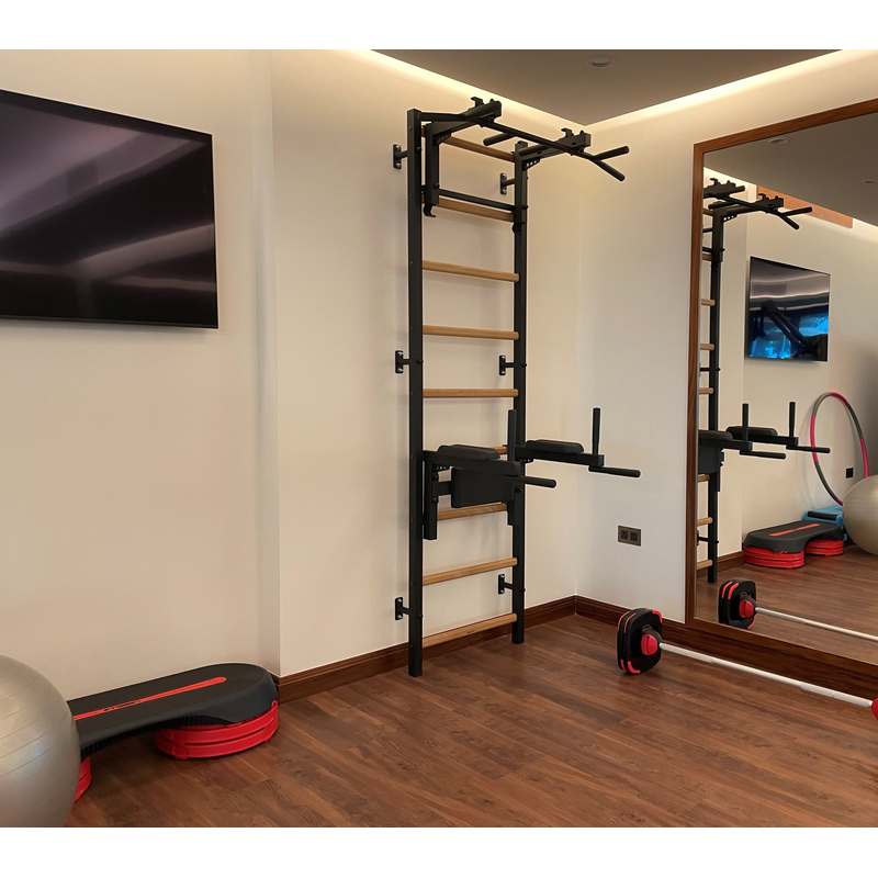 BenchK Wall Bars 732 – black wall bars installed in a room
