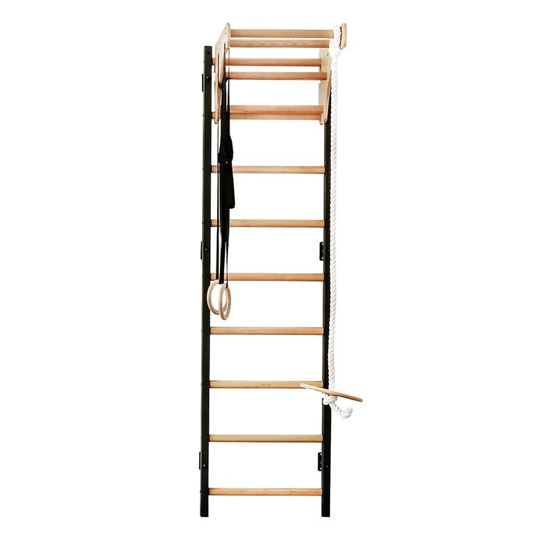 BenchK Wall Bars & Gymnastics Set 711 – black wall bars with gymnastics rings installed