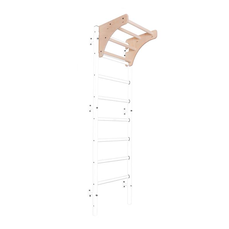 BenchK Wooden Pull-Up Bar PB204 – light beech wooden pull-up bar installed on wall bars sold separately
