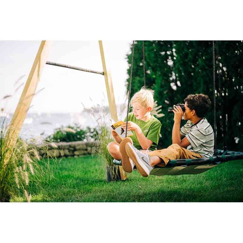 Bijou Kubix Swing installed on an outdoor swing setup