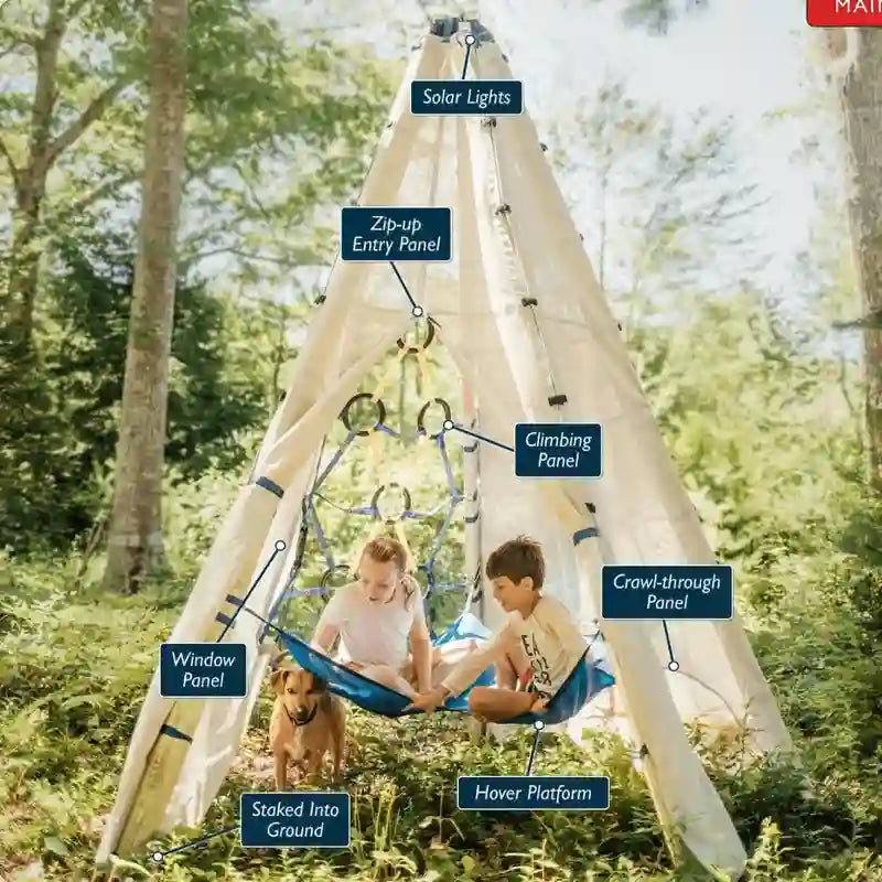 Bijou Mainstay & Sway – modular outdoor swing set in backyard