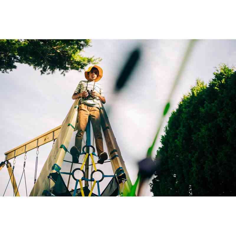 Boy at the top of a Bijou Clamber Panel setup