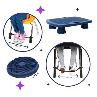 BouncyBand Classroom Sensory Kit shown from the front with included tools