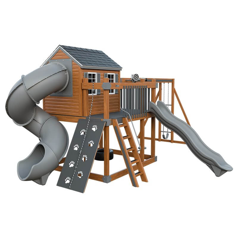 Cabin Deluxe Playhouse with Swing — Extreme Kids World