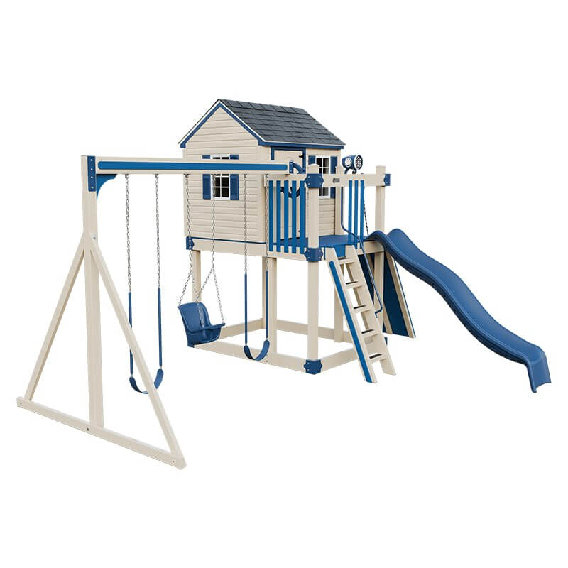 cabin vinyl playhouse almond blue front left