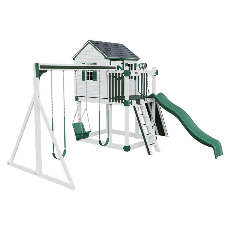 cabin vinyl playhouse white green front left