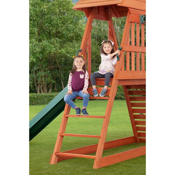 cedar_chalet_wooden_swing_set_little_girls_seating