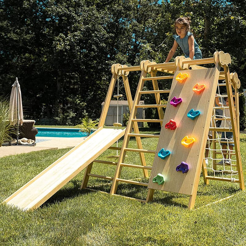 chestnut_outdoor_and_indoor_8_in_1_jungle_gym_for_toddlers_playset_side_view_ramp