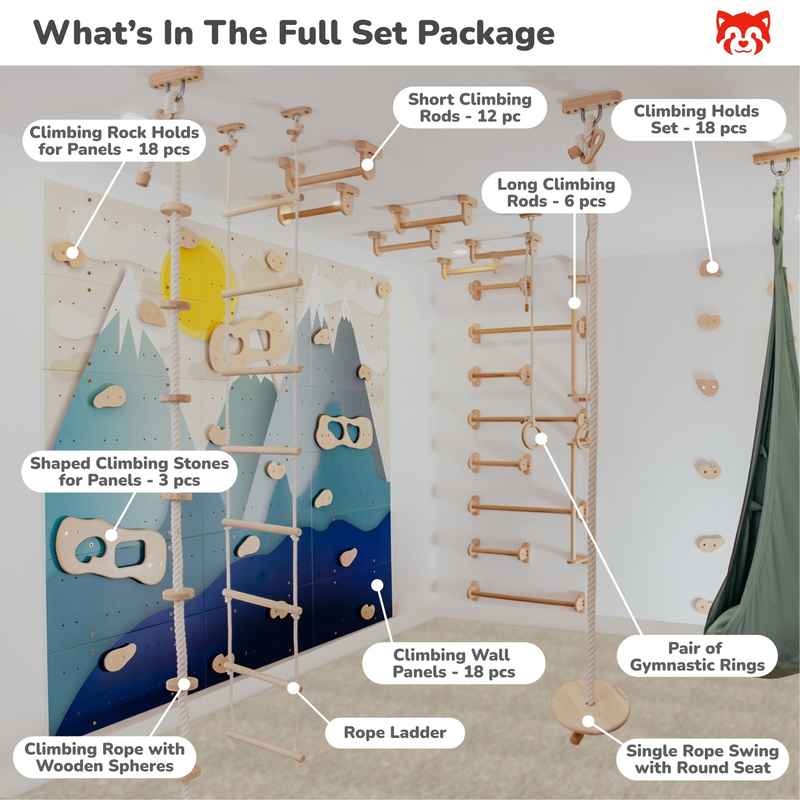 Children's Home Gym – included components labeled in the Alaska playroom