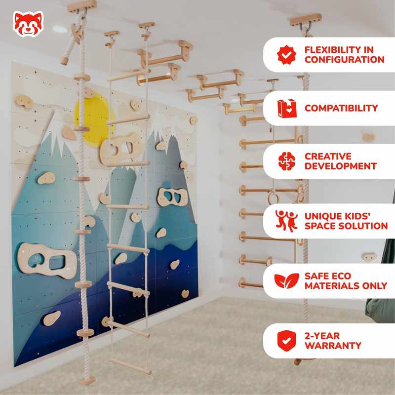 Children's Home Gym – Alaska playroom with supplier feature labels