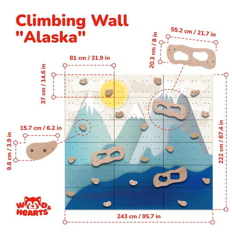Children's Home Gym – Alaska climbing wall dimension diagram