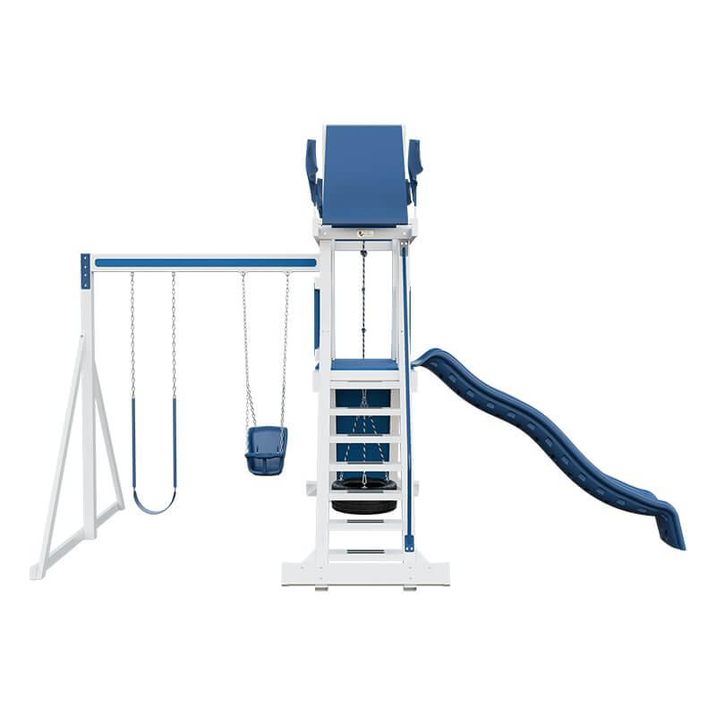 climber 35 vinyl swing set white blue front