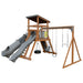 climber 55 deluxe vinyl swing set chestnut wood gray front right
