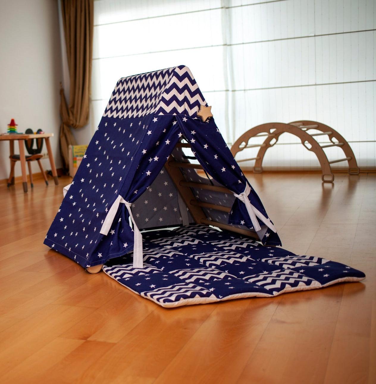 tent climbing Montessori Climbing Triangle With Table and Chair Triangle + Table + Chair / With Rockwall Ramp
