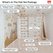 Wood and Hearts Climbing Wall Playground – included components labeled in a mountain playroom