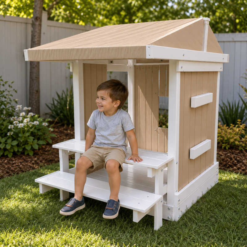 Congo Clubhouse with a boy in a backyard