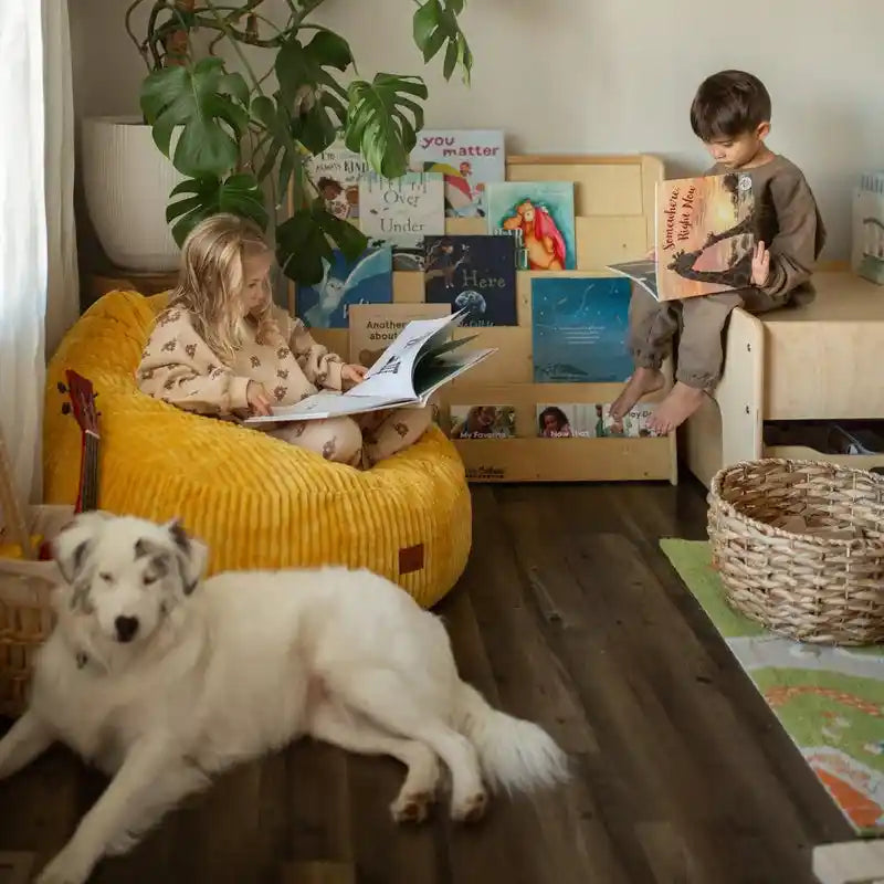 CordaRoy's Bambino Kids Chair – Saffron chair in reading room