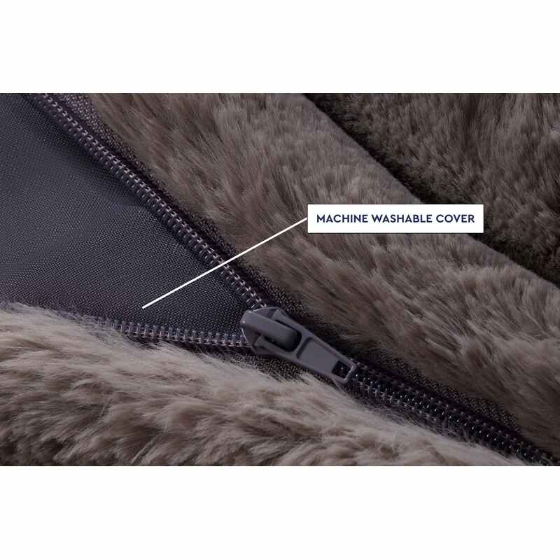 Cloud Comfort Bean Bag (Double) – Grey faux fur corduroy cover zipper detail