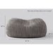 Cloud Comfort Bean Bag (Double) – Grey chair showing 72 by 48 by 36 inch dimensions