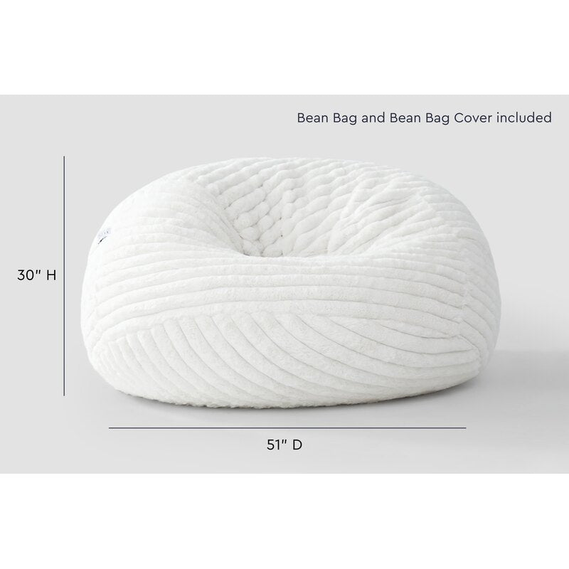 Cloud Comfort Bean Bag (Standard) – Cream chair showing 51 inch diameter and 30 inch height