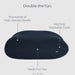 Double Moon Pod – diagram showing the bead filling, cover and double seat dimensions