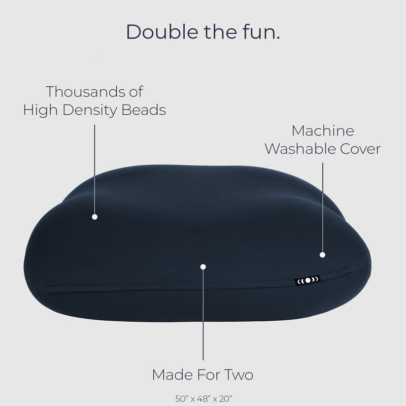 Double Moon Pod – diagram showing the bead filling, cover and double seat dimensions