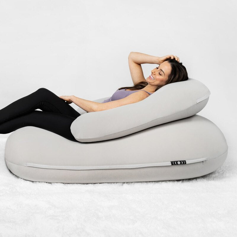 Moon Pod + Backrest Bundle – Space Gray seat and Crescent Backrest in use