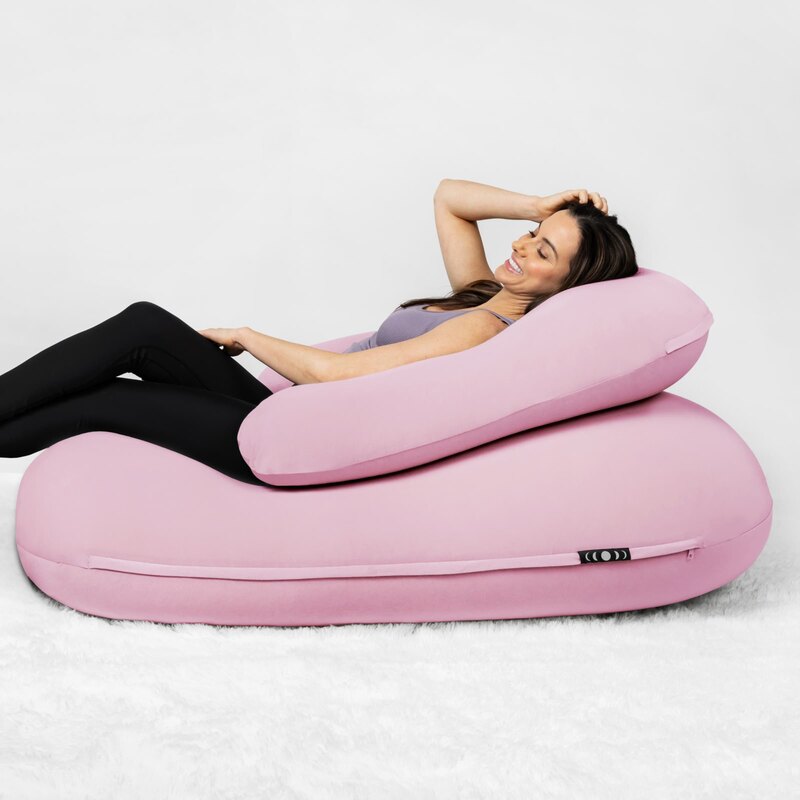 Moon Pod + Backrest Bundle – Rose Quartz seat and backrest in use