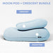 Moon Pod + Backrest Bundle – Neptune Blue diagram labeling the included seat and backrest