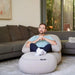 Moon Pod Bundle (Moon Pod + Backrest + Footrest) – adult using the Space Gray three piece lounge bundle