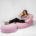 Moon Pod Bundle (Moon Pod + Backrest + Footrest) – Rose Quartz seat, backrest and footrest in use