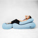 Moon Pod Bundle (Moon Pod + Backrest + Footrest) – side view of Neptune Blue seat, backrest and footrest in use