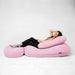 Moon Pod Bundle (Moon Pod + Backrest + Footrest) – side view of Rose Quartz seat, backrest and footrest in use