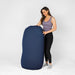 Moon Pod Bundle (Moon Pod + Backrest + Footrest) – adult holding the Moon Indigo seat upright