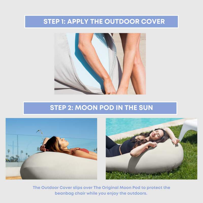 Outdoor Moon Pod – instructions showing the outdoor cover being fitted over the Pod