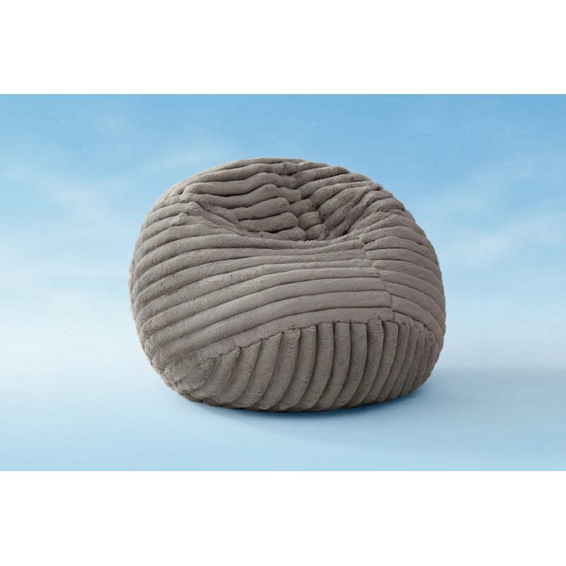 Cloud Comfort Bean Bag (Small) – Grey faux fur corduroy front view