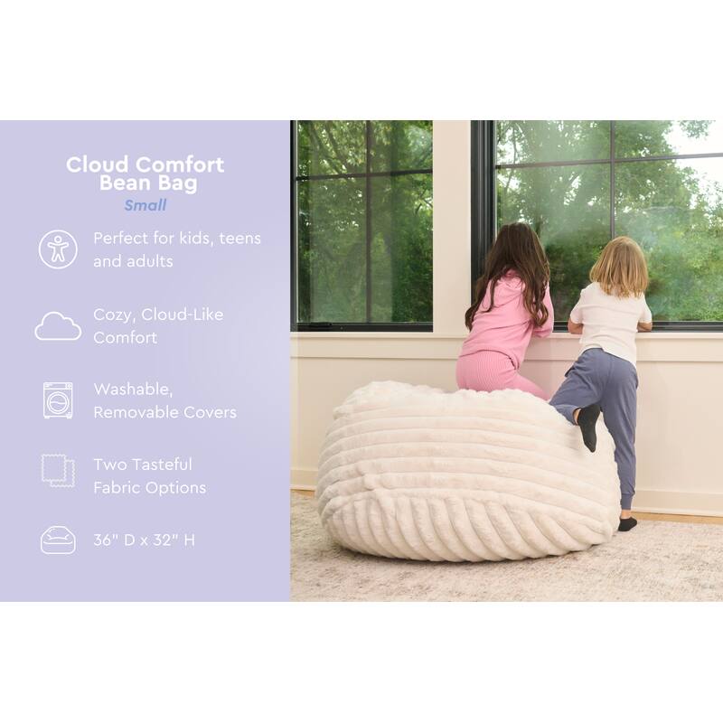 Cloud Comfort Bean Bag (Small) – Small chair features beside kids in a playroom