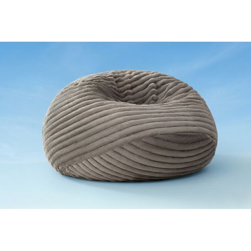 Cloud Comfort Bean Bag (Standard) – Grey faux fur corduroy front view