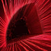 Inside view of the Experia Fiber Optic Sensory Light Corner Shower glowing red