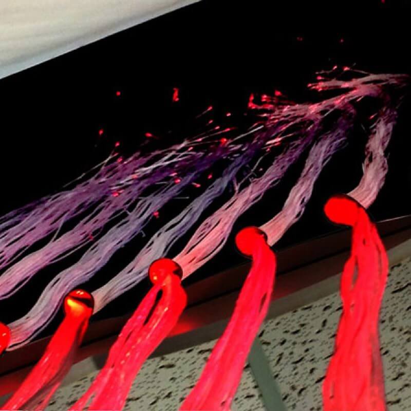 Underside mirror and fiber optic strands on the Experia Rain Cloud Sensory Light