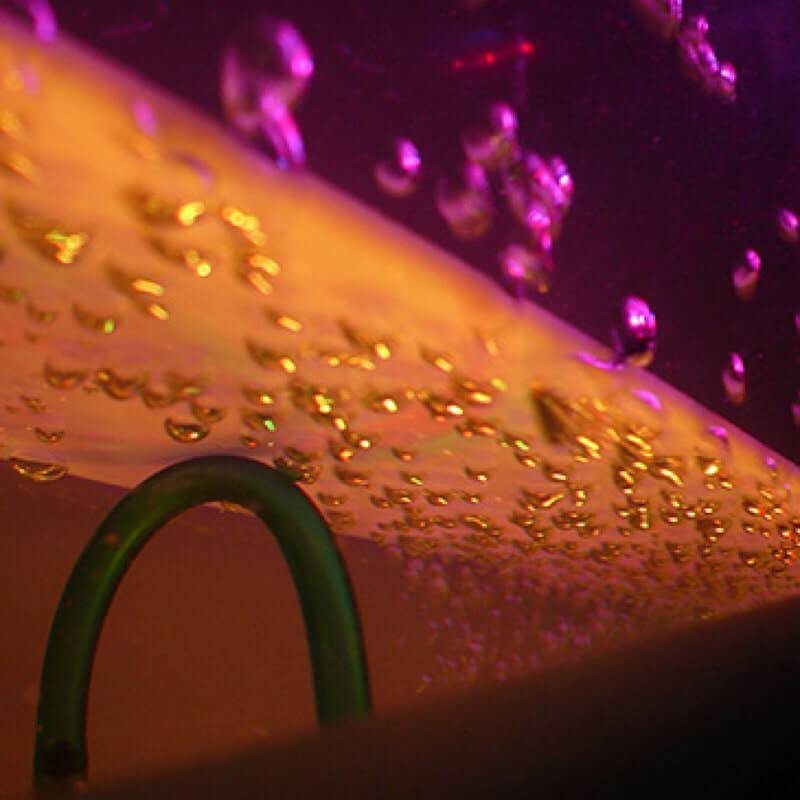 Close-up of bubbles inside the Experia LED Bubble Wall