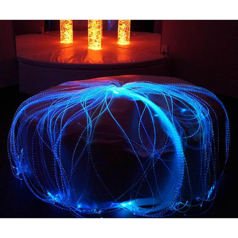Experia LED Fiber Optic Light Strands with Softie Bean Bag glowing blue and green