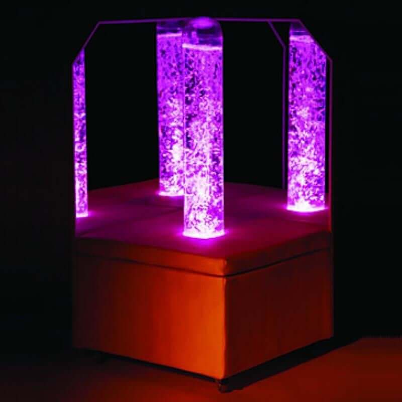 Experia Portable LED Bubble Tube Corner with padded platform and mirrors