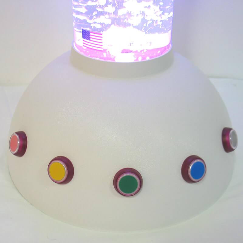 Close-up of touch-sensitive color controls on the Experia LED Bubble Tube