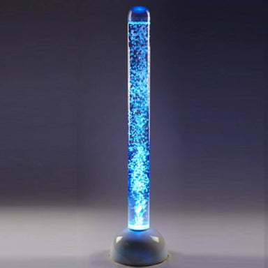 Rear view of Experia Touch Sensitive LED Bubble Tube glowing sky blue
