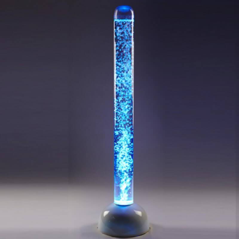 Rear view of Experia Touch Sensitive LED Bubble Tube glowing sky blue