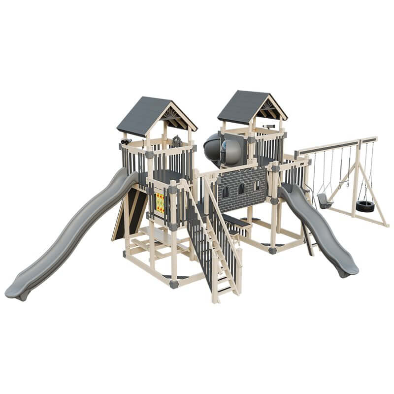 fortress amish made playset with fort almond gray front left