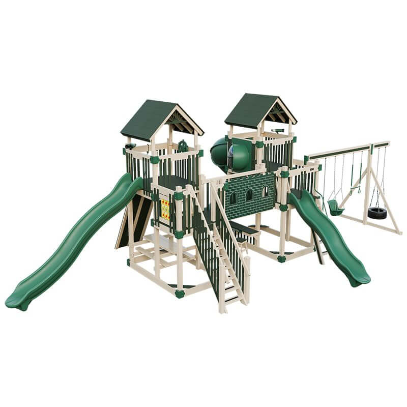 fortress amish made playset with fort almond green front left
