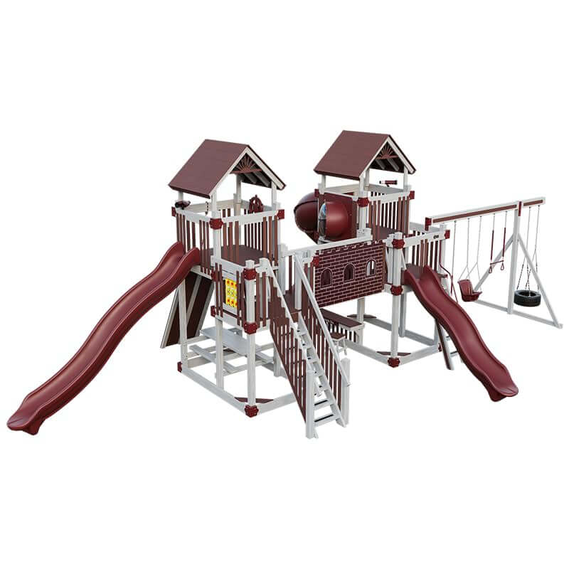 fortress amish made playset with fort ash wood red front left