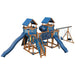 fortress amish made playset with fort chestnut wood blue front left